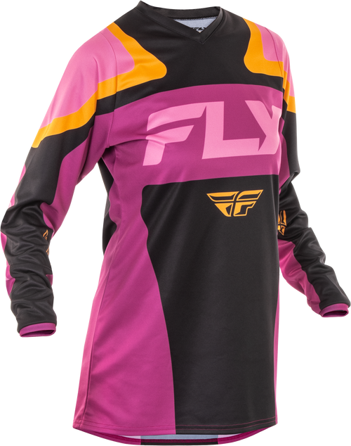 Fly Racing Women'S F-16 Jersey Black/Mauve/Yellow Lg 378-822L