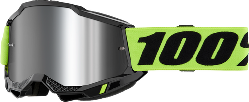 100% 50014-00040 Accuri 2 Goggle Neon Yellow Mirror Silver Lens