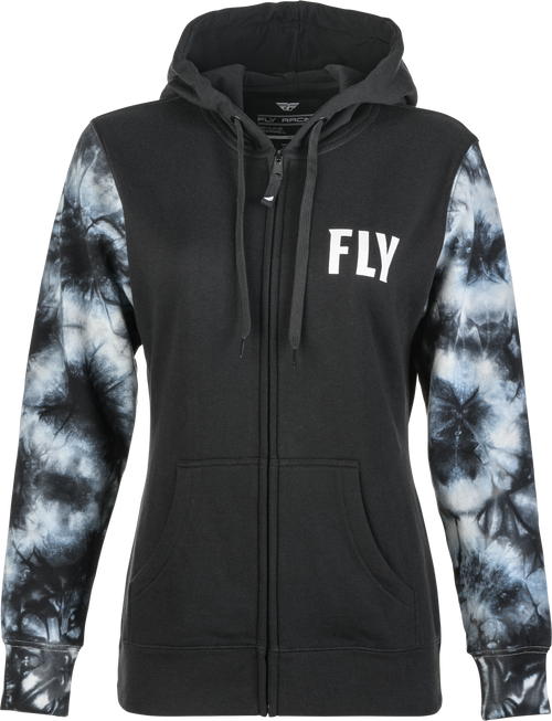 Fly Racing 358-0070X Women'S Fly Tie-Dye Zip Up Hoodie Black/Grey Xl