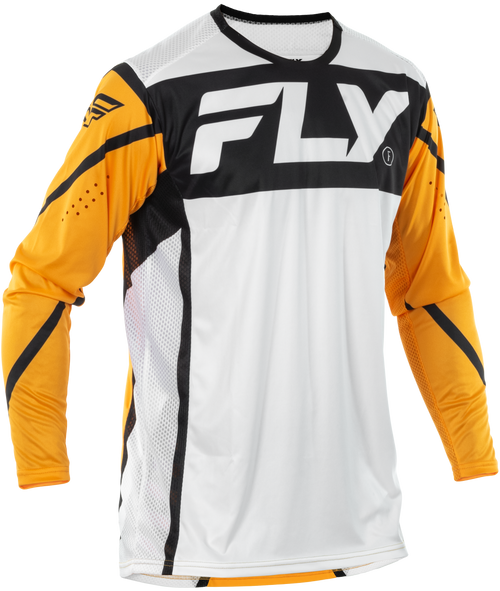 Fly Racing Lite Jersey White/Black/Mustard Lg 378-723L