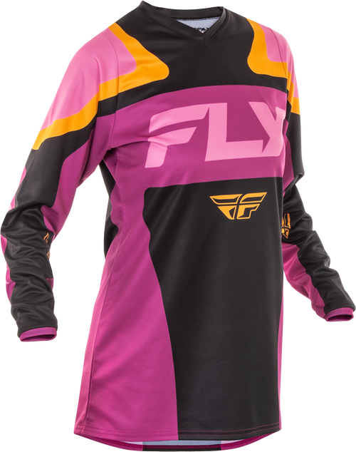 Fly Racing Women'S F-16 Jersey Black/Mauve/Yellow Sm 378-822S