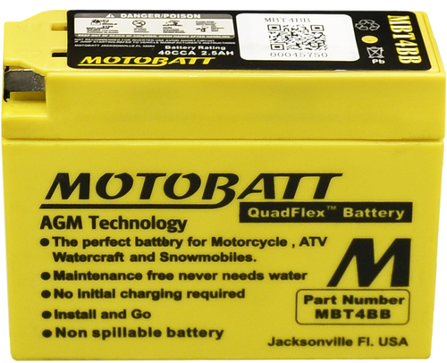 Motobatt Battery Mbt4Bb Sealed Factory Activated Mbt4Bb