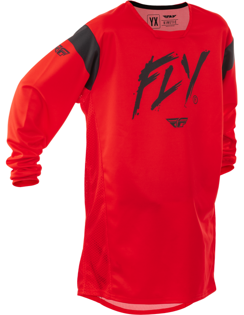 Fly Racing Youth Kinetic Stoke Jersey Red/Black Yl 378-527Yl