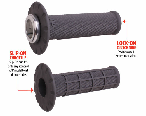 Odi Universal Lock-On Grips Half-Waffle Graphite/Silver H21Uhwh