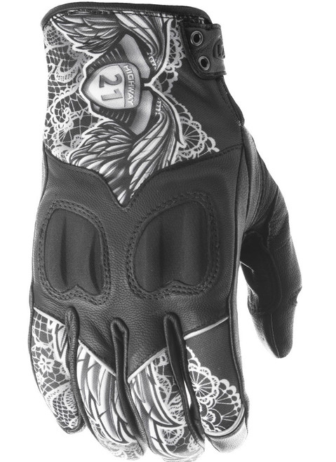 Highway 21 #5884 489-0091~6 Women'S Vixen Gloves Black/White Lace 2X