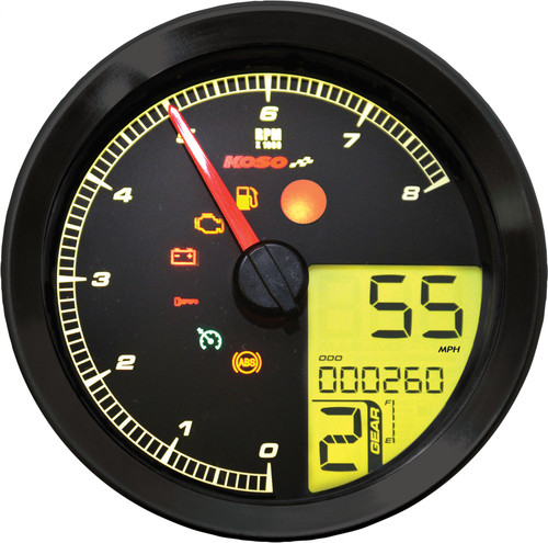 Koso Ba051211 Speedo / Tach Blk Bezel Lcd Color Change Display