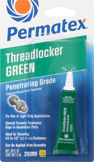 Permatex 29000 Penetrating Grade Threadlocker Green 6 Ml