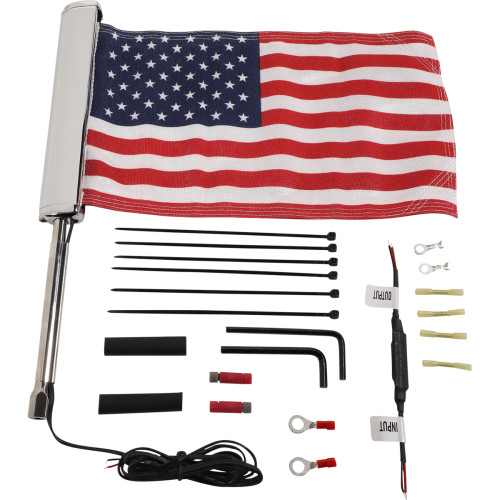 Ciro Led Flagpole - U.S. Flag - Chrome 70600