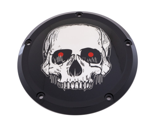 Custom Engraving Skul33-67Bg 6 M8 Softail Derby Cover Skull Black
