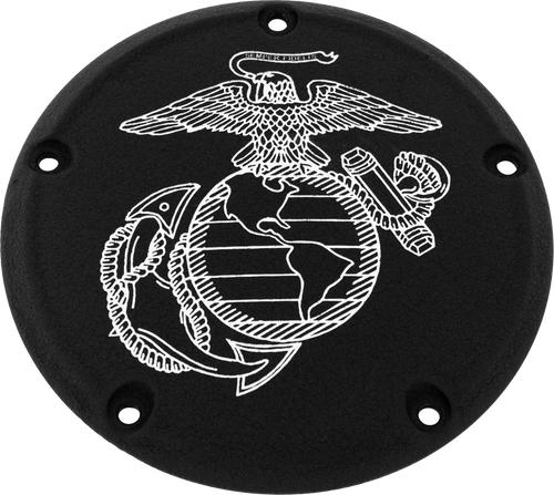 Custom Engraving 6   M8 Softail Derby Cover Marine Ega Black Mar08-67Bg