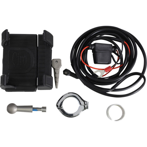 Ciro Phone Holder W/Charger - 7/8"-1" Handlebar Mount - Chrome 50212