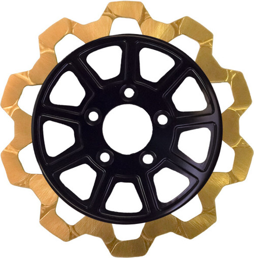 Lyndall Brakes 4207-2133 9 Spoke Rotor Rear Blk/Gold Bow Tie 11.5" 6Mm