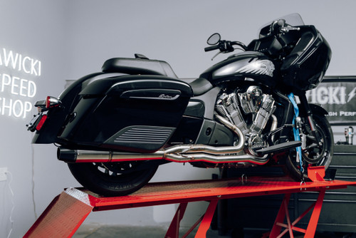 Sawicki Indian Challenger Full Length Brushed Ss W/ Blk End Cap 930-01308 Sawicki Indian Challenger Full Length Brushed Ss W/ Blk End Cap 930-01308