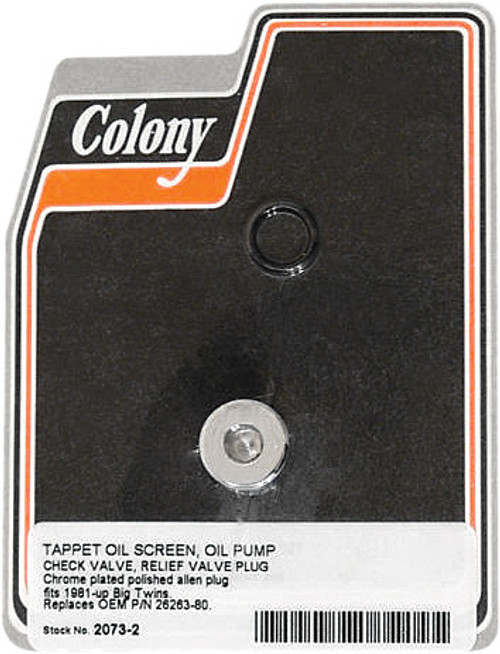 Colony Machine Oil Pump Plug For Tappet Oil Screen 2073-2 Colony Machine Oil Pump Plug For Tappet Oil Screen 2073-2