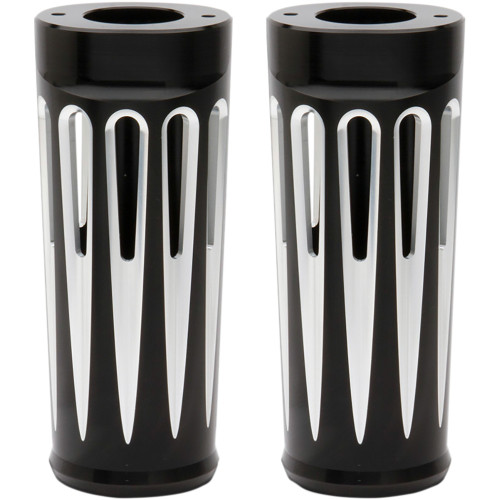 Arlen Ness Fork Boot Covers - +2" - Black Anodized - Deep Cut - Fl 20-029