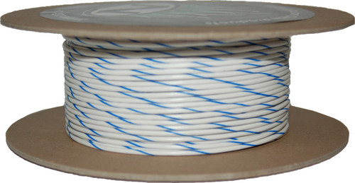 Namz Custom Cycle #18-Gauge White/Blue Stripe 100' Spool Of Primary Wire Nwr-96-100