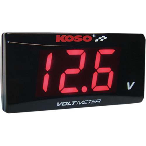 Koso North America Super Slim Volt Meter - Red Digits - 2.22" W X 1.06" H X 0.43" D Ba024R00