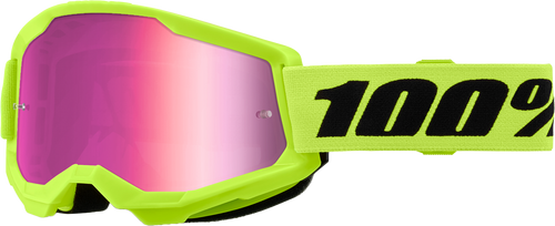 100% 50032-00010 Strata 2 Junior Goggle Neon Yellow Mirror Pink Lens