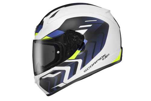 Scorpion Exo 32-4025 Exo-R320 Full-Face Helmet Alchemy White/Blue/Hi-Viz Lg