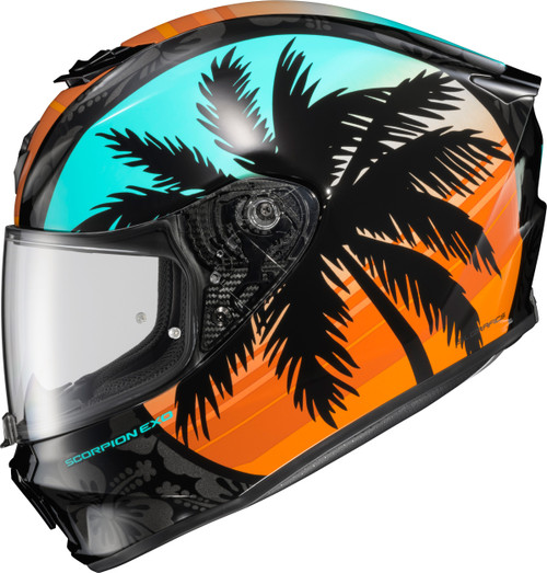 Scorpion Exo 33-1003 Exo-R330 Full-Face Helmet Tubbs Light Blue/Orange Sm