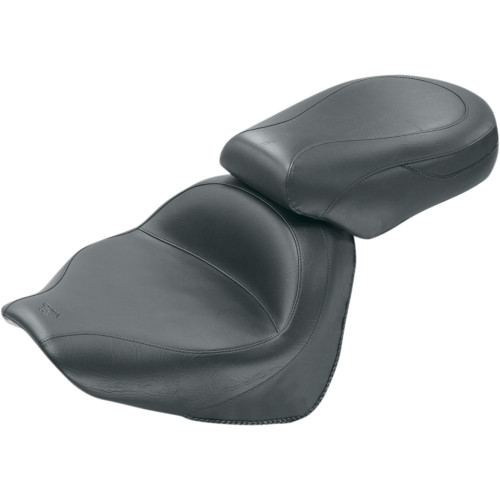 Mustang Seat - Vintage - Wide - Touring - Without Driver Backrest - Two-Piece - Smooth - Black 76563 Mustang Seat - Vintage - Wide - Touring - Without Driver Backrest - Two-Piece - Smooth - Black 76563
