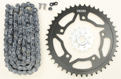 Vortex Ck6291 Sprocket/Chain Kit Stl/Stl 15/45T Sil Sx3 520-114L Blk