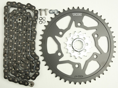 Vortex Ck6362 Sprocket/Chain Kit Stl/Stl 16/47T Sil Rx3 520-118L Blk