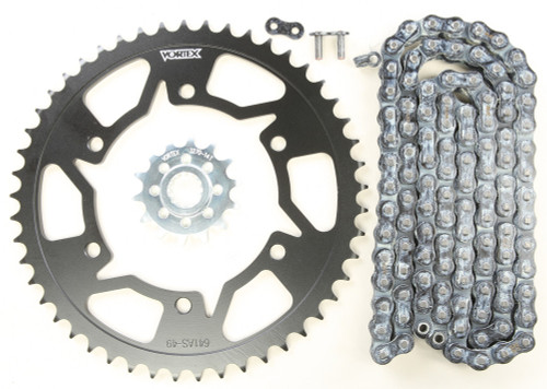 Vortex Ck6266 Sprocket/Chain Kit Stl/Stl 14/49T Sil Sx3 520-108L Blk