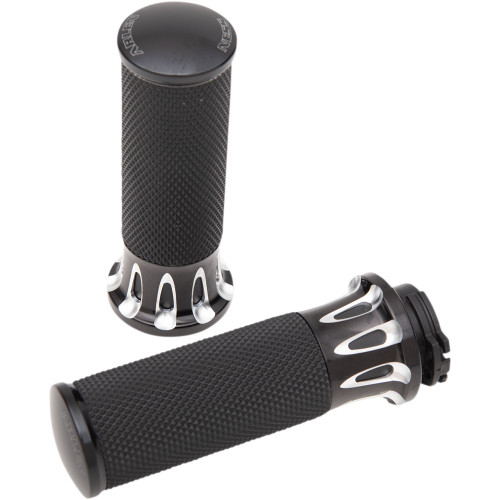 Arlen Ness Grips - Deep Cut - Cable - Black 07-317