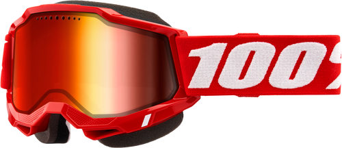 100% 50022-10011 Accuri 2 Snowmobile Goggle Red W/ Red Mirror Lens