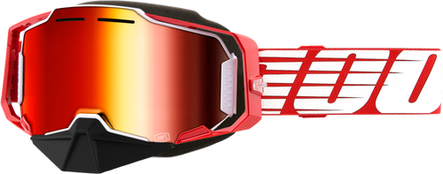 100% 50008-10010 Armega Snowmobile Goggle Red W/ Red Mirror Lens