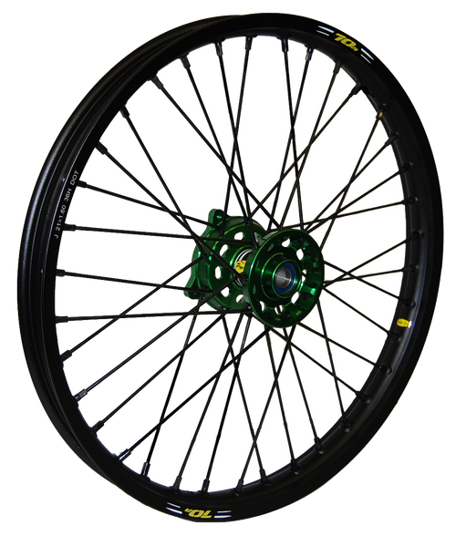 Pro-Wheel Wheel Front 1.60X21 Green Hub Blk Rim/Sil Spoke/Sil Nipple 23-2905211