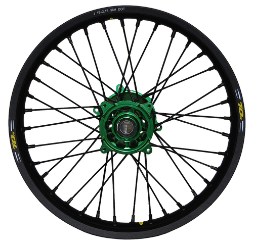 Pro-Wheel Wheel Rear 2.15X18 Green Hub Blk Rim/Sil Spoke/Sil Nipple 24-2285211