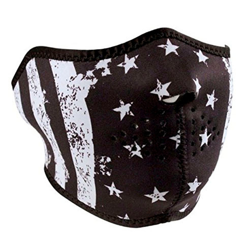 Bobster Wnfm091H Half Mask, Neoprene, Black & White Flag