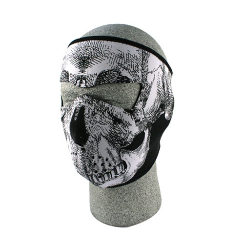 Bobster Wnfm002 Neoprene Face Mask, Black & White Skull Face