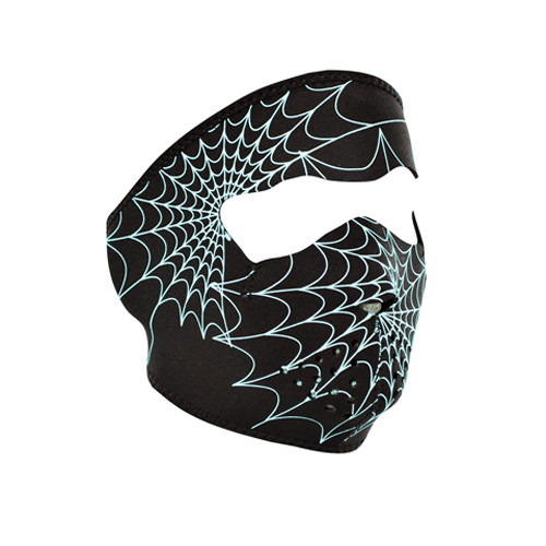 Bobster Wnfm057G Neoprene Face Mask, Glow In The Dark Spiderweb
