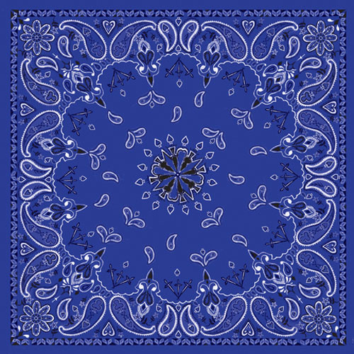Bobster B002 Bandanna, 100% Cotton, Navy Paisley, Premium 22 X 22 In.
