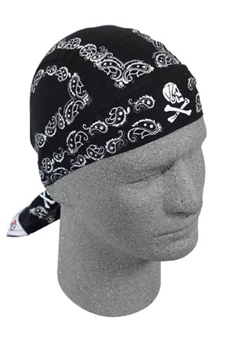 Bobster Z500 Flydanna; 100% Cotton, Skull Paisley, Black