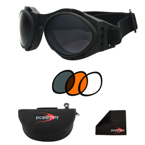 Bobster Ba2C31Ac Bugeye 2 Interchangeable Goggle, Black Frame, 3 Lenses