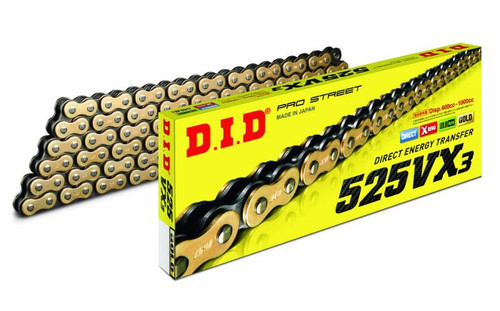 D.I.D M525Vx3G120Zb D.I.D X-Ring Chain 525Vx3 Gold & Black 120Zb