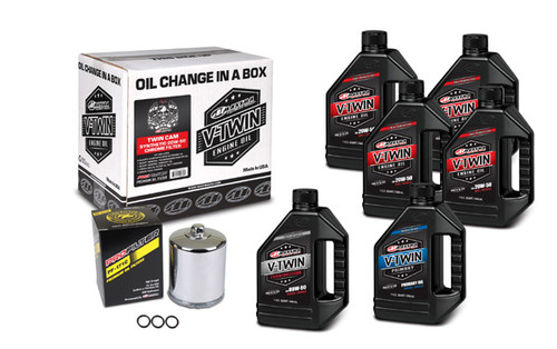 Maxima Lubricants 90-119016Pc V-Twin Oil Change Kit Synthetic W/ Chrome Filter, Twin Cam