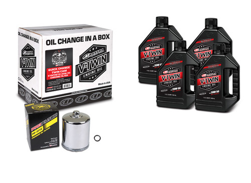Maxima Lubricants 90-119014C V-Twin Quick Change Kit Synthetic W/ Chrome Filter, Twin Cam