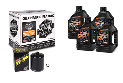 Maxima Lubricants 90-069014B V-Twin Quick Change Kit Mineral W/ Black Filter, Evo/Sportster