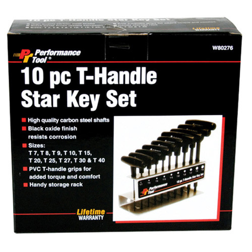 Performance Tool W80276 Performance Tool 10 Piece T-Handle Star Key Set