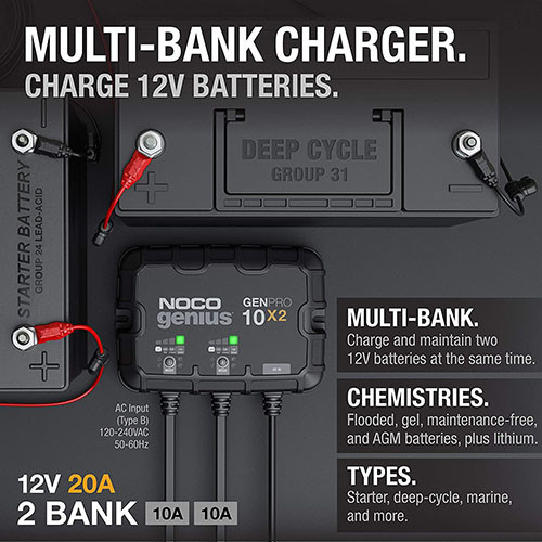 The Noco Company Genpro10X2 2-Bank 20A Onboard Battery Charger