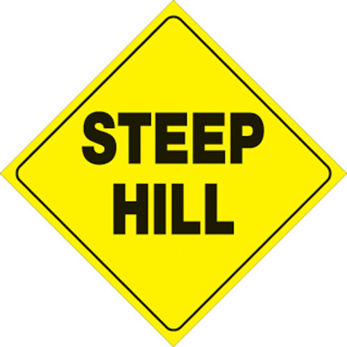 Voss Signs Yellow Plastic Reflective Sign 12" - Steep Hill