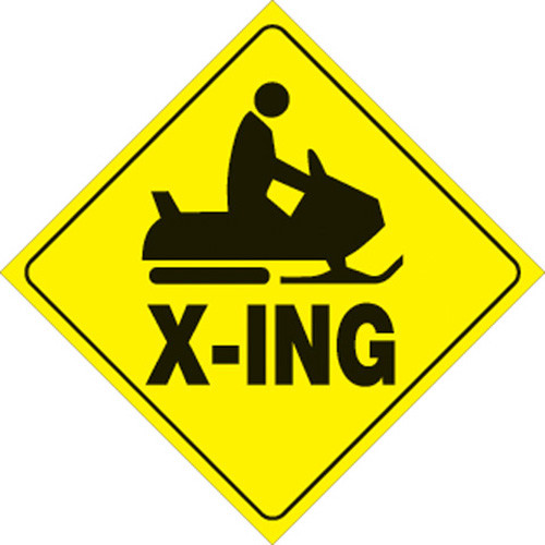 Voss Signs Yellow Plastic Reflective Sign 12" - Snowmobile X-Ing