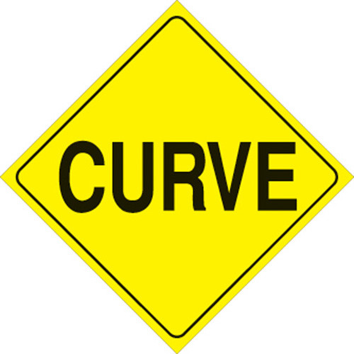 Voss Signs Yellow Plastic Reflective Sign 12" - Curve