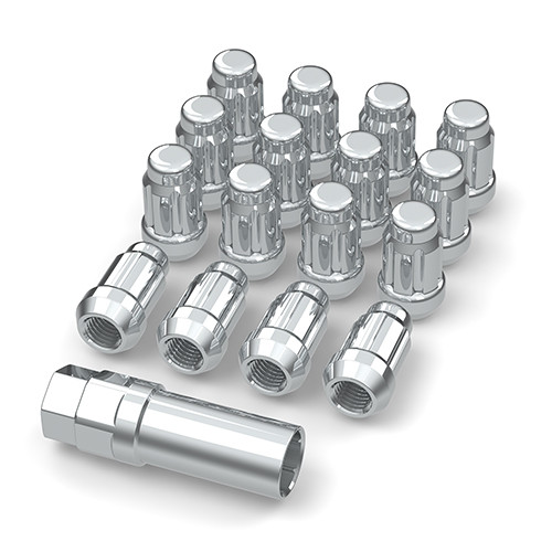 Bullite Lug Nut Set Chrome With Key & Valve Stem 12X1.25 (16Pcs)