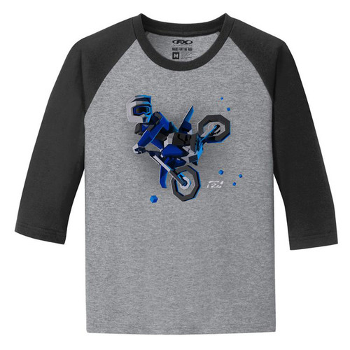 Factory Effex Fx Moto Kids Boys Youth Baseball Shirt / Black-Heather Gray L